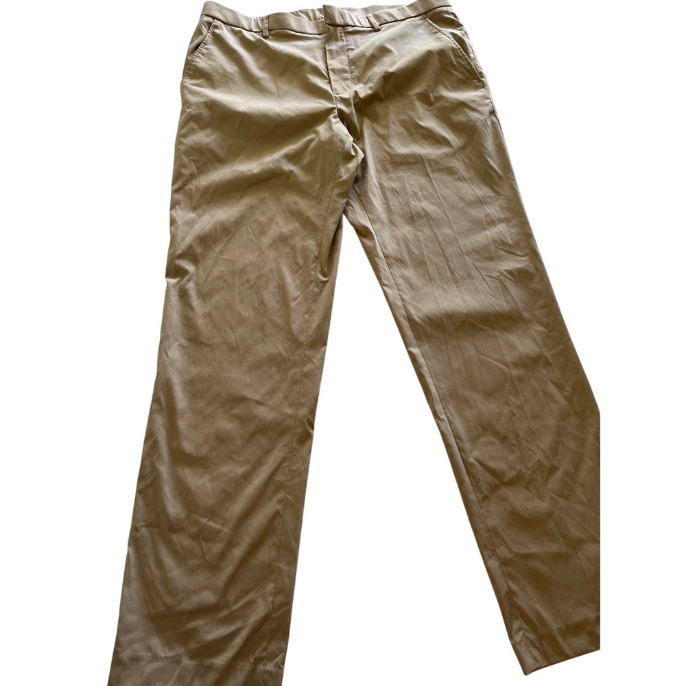 Perry Ellis Premium Mens Tech Chino Pants Tan Khaki Stretch 36x32